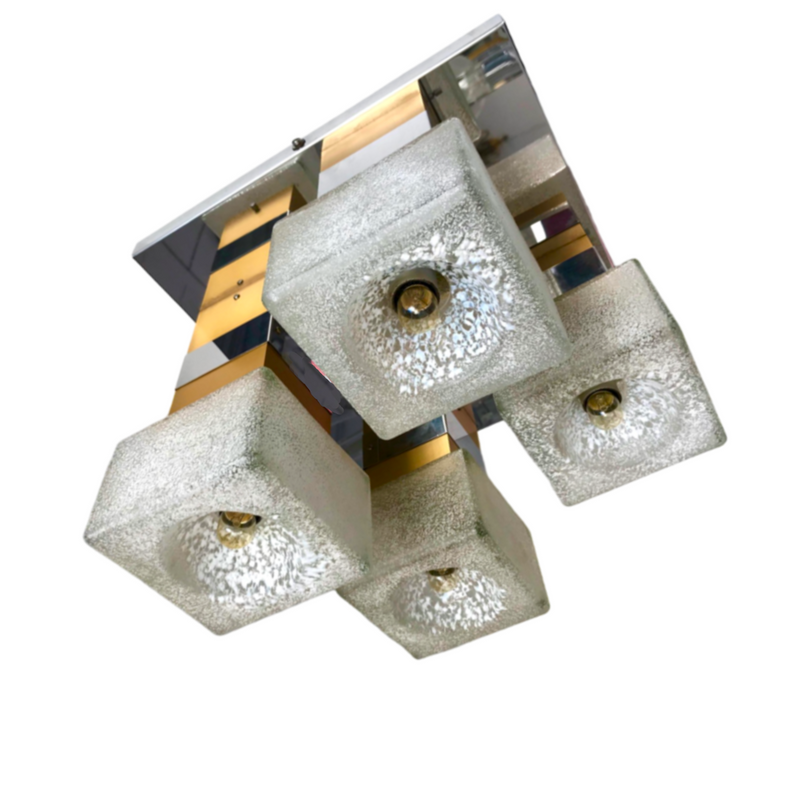 Sciolari Cubic Deckenlampe von Gaetano Sciolari und 2 Wandlampen 70s