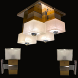 Sciolari Cubic Deckenlampe von Gaetano Sciolari und 2 Wandlampen 70s