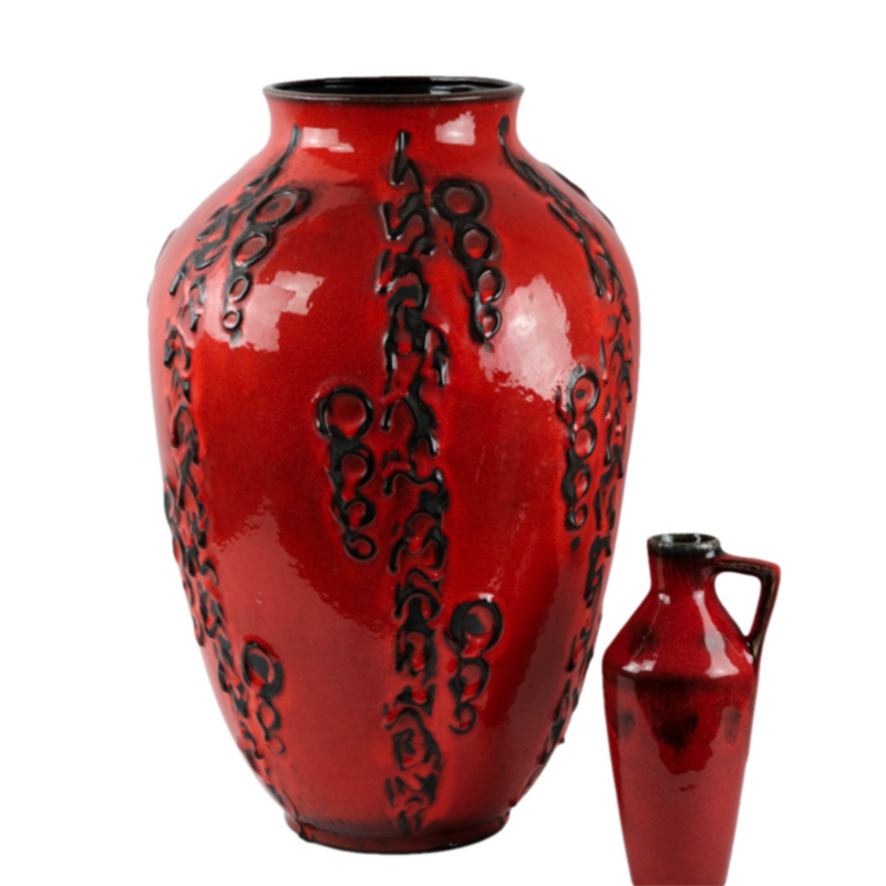 Large floor vase from Scheurig carmine red 1960s