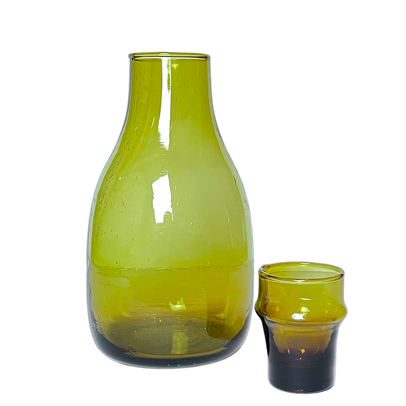 Beldi Karaffe aus Recycling Glas Amber Farbe